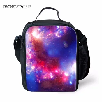 

TWOHEARTSGIRL Insulated Lunch Bags for Kids Thermal Boy Girls Galaxy Star Lunch Box Portable Picnic Food Bags for Children