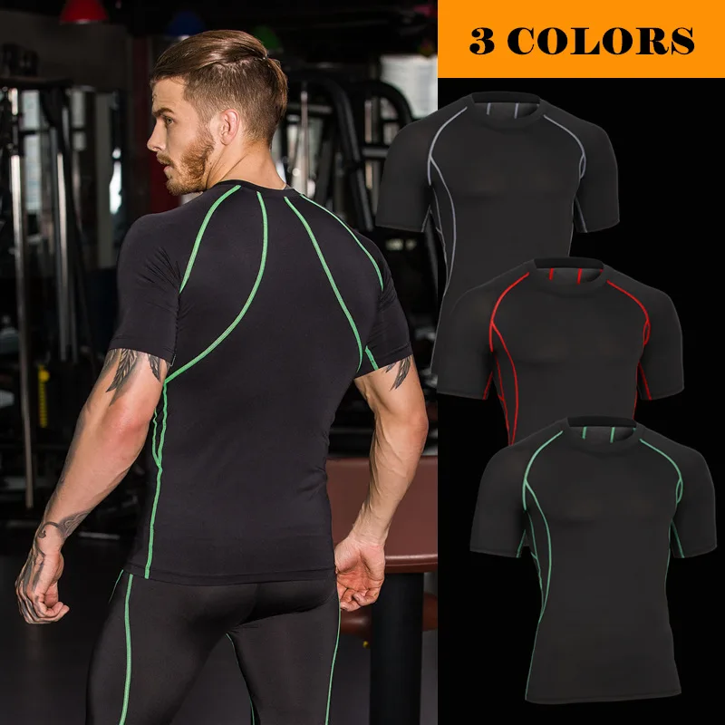 

MASCUBE New Tight Stretch Men T Shirts Short Sleeve Tops for Coolmax Quick Dry Clothing Training Muscle T shirt Tees