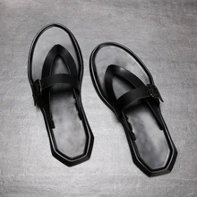 Для мужчин сандалии новые летние верхний слой кожаные туфли пляжная обувь Повседневная дышащая Нескользящая мягкой подошвой сандалии Для мужчин