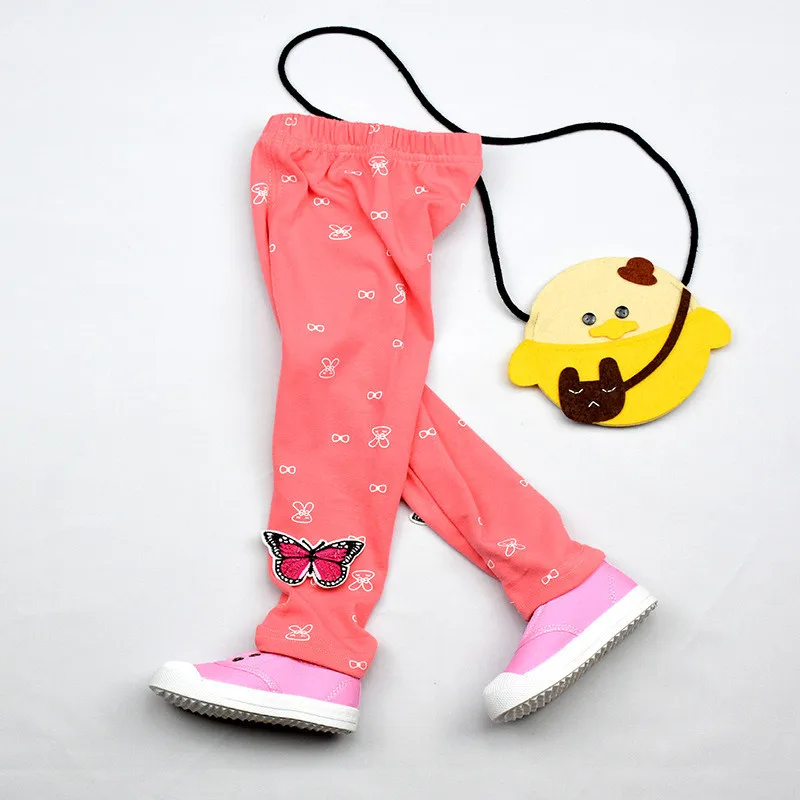 DapChild Girls Pants Leggings Bowknot Bottom Full Length Warm Pants Flower Printed Child Trousers Fashion Baby Girl Clothes New