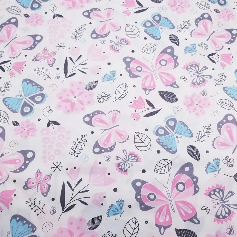 Хлопковая ткань с принтом бабочки, хлопковая саржевая Ткань для шитья своими руками, Стеганный материал для детей и малышей