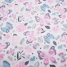 Хлопковая ткань с принтом бабочки, хлопковая саржевая Ткань для шитья своими руками, Стеганный материал для детей и малышей