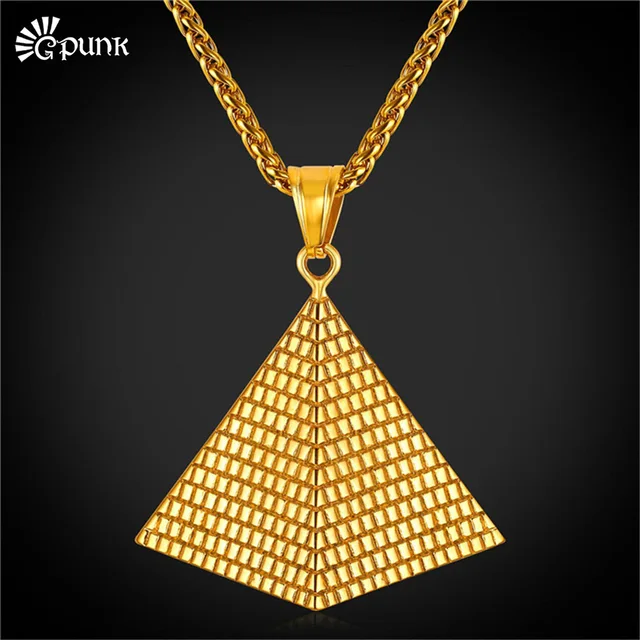 Egyptian Pyramid Necklace men 316L Stainless Steel wheat Chain women