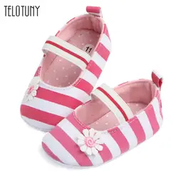 Telotuny Детские полосой Обувь с цветочным орнаментом мягкая подошва дети Обувь для девочек детские противоскользящие Обувь для младенцев