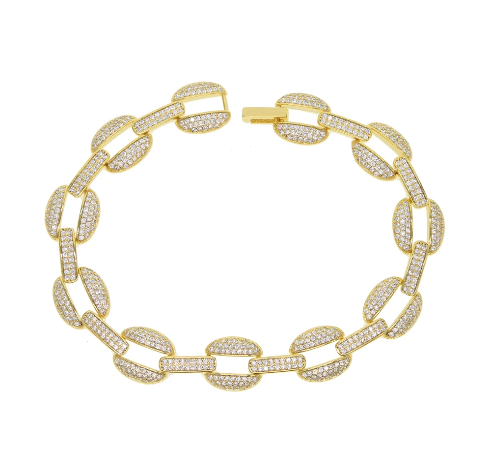 

2018 Simple Fashion Bracelets Homme 21cm Curb Cuban Link Chain Buckle Hip Hop Bracelets CZ Rapper Jewelry For Man Party Gift
