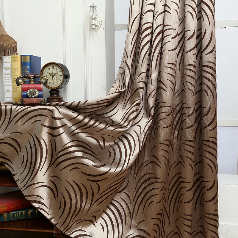 Geometry curtains for living room curtain fabrics brown window curtain