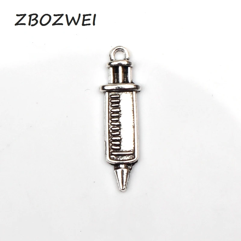 

8pcs Charms doctor syringe 30*9mm Antique Tibetan Silver Pendant Accessories DIY Vintage bracelet Necklace Handmade