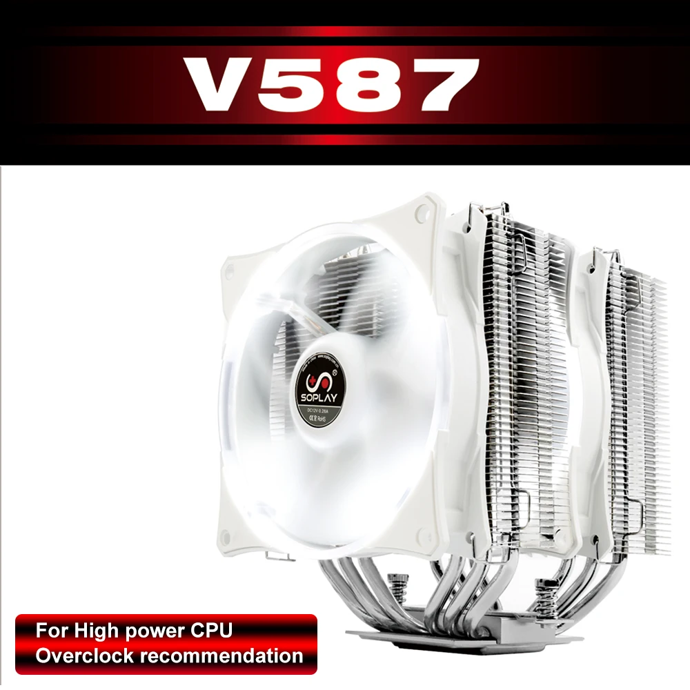 

SOPLAY V587 Radiator Two-tower 6 Copper Pipe AMD/Intel Cooler Computer CPU Cooler Fan for Intel LGA 1150/1155/1156/2011