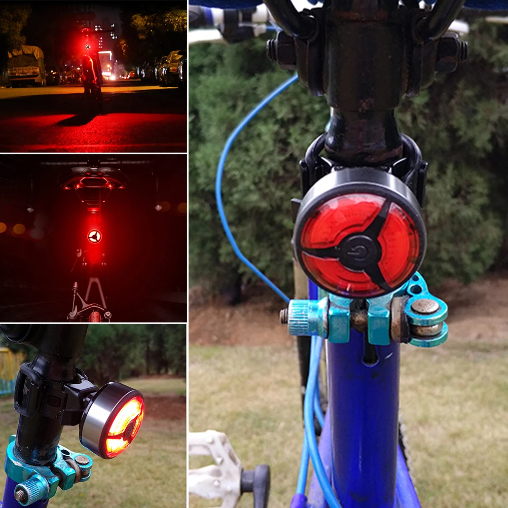 Grey Gold 5 Modes USB Rechargeable Rear Tail Light Lamp Taillight Rain Waterproof Bright LED Safety Light