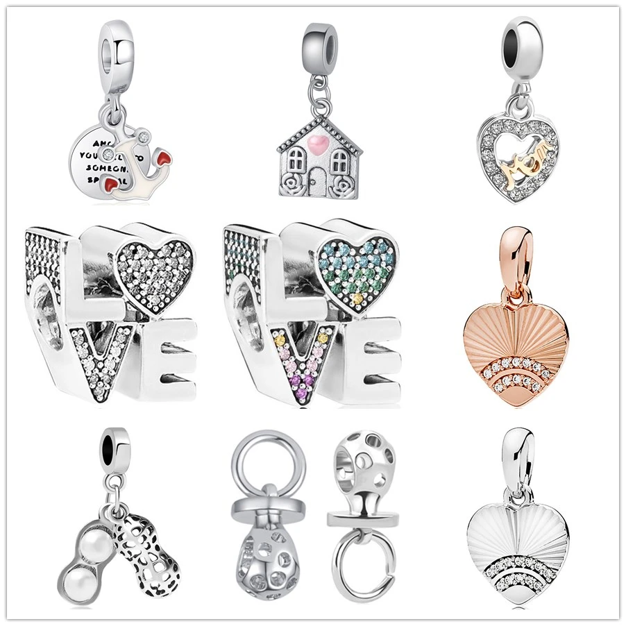 

2019 Anchor of Love Perfect Home Harmonious Hearts Pacifier charm pendant Bead fit original pandora Bracelet diy women Jewelry