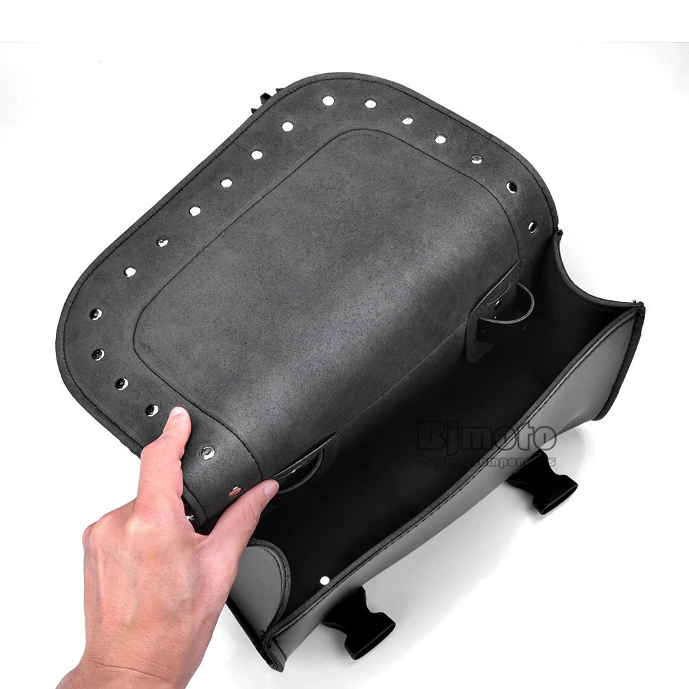 Black Motorcycle Saddlebag Bag PU Leather Luggage Saddle Bags For Harley Sportster Pannier Side Saddle Bag (3)
