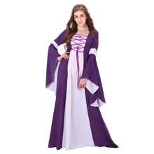 Medieval Costume Adult Medieval Renaissance Gothic Victorian Dress Gown Purple White Linen Medieval Cosplay Costume
