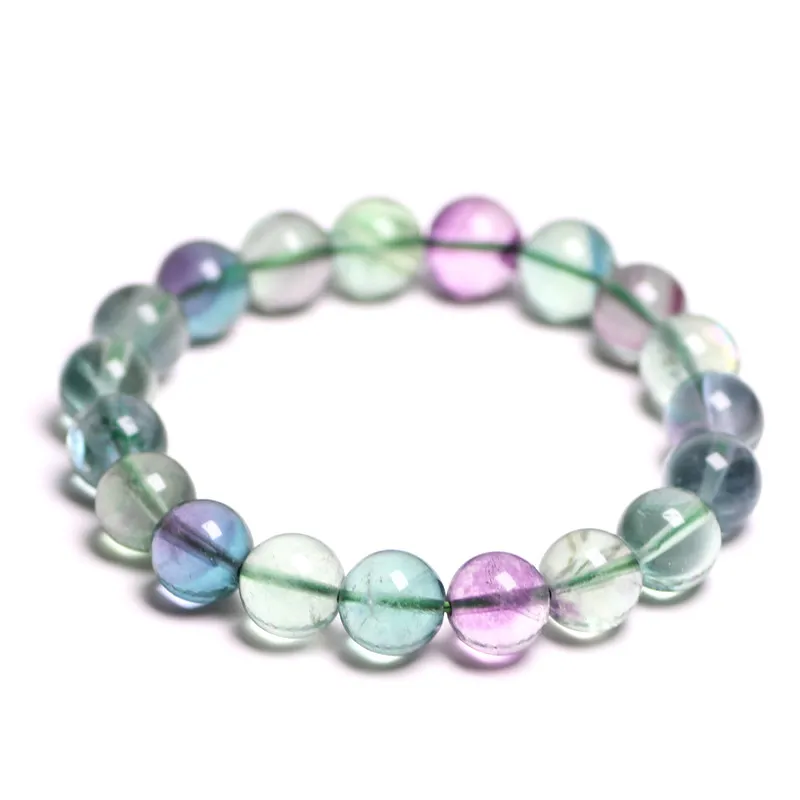 

Natural Stones Colorful Fluorite Bracelet Crystal Quartz Round Bead Men Women Bracelet Healing Energy Gift Lucky Jewelry