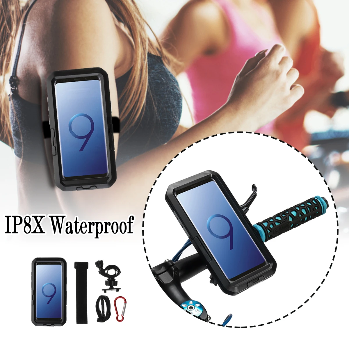 

Universal Bicycle Phone Holder Case IPX8 Waterproof Motorcycle Handlebar Clip Stand For Samsung S8/S9 Plus Shell Holder Cover