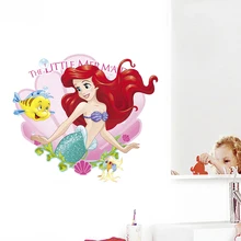 Little Mermaid Disney Cartoon Princess Wall Stickers For Bathroom Home Decoration 3D PVC Poster Kids Rooms Wall Art Decals