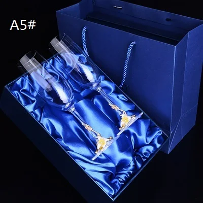 OUSSIRRO, 2 шт., креативные эмалированные Хрустальные стеклянные бокалы для шампанского, Коктейльные флейты, бокалы для вина es, роскошные Идеальные подарки для влюбленных на свадьбу - Цвет: A5