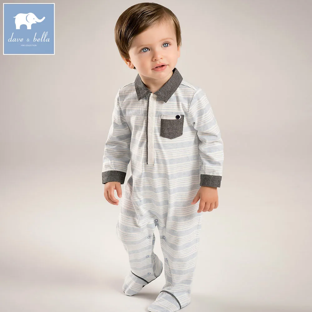 

DB6041 dave bella autumn new born baby cotton romper infant clothes boys striped cute children romper baby 1 piece