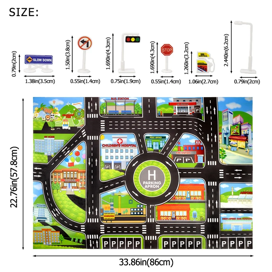 Детские игрушки город парковка партия Дорожная карта DIY транзитная дорога знаки литой под давлением сплав игрушка, модель автомобиля мат для скалолазания игрушки для детей подарок игра