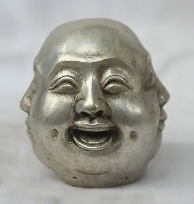 Chinese Buddhism Silver Happy Laugh Cry Angry 4 Face Head Buddha Garden Decoration 100% real Tibetan Brassroom Art | Дом и сад