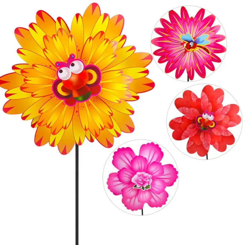 

1PC Wind Spinner Two Layers Colorful Flower Pinwheel Windmill Kids Children Toys Garden Party Decoration Gifts Handmade