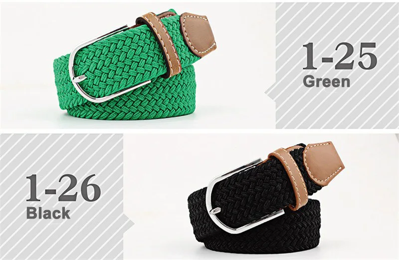Hoge Kwaliteit Modieuze Elastische Canvas Riemen voor Vrouwen Gebreide Gesp Verstelbare Riem Mannelijke Canvas Riemen voor Jeans 26 Kleuren NIEUWE