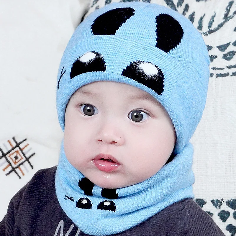 

New Spring Baby Head Cover Earmuffs Warm Girls Hat Scarf Set Autumn Winter Children hat Boys and Girls Baby Bibs Hat Set