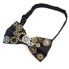 Панк шестеренка мужской/женский галстук-бабочка стимпанк галстук Готический винтажный Ретро черный галстук ручной работы