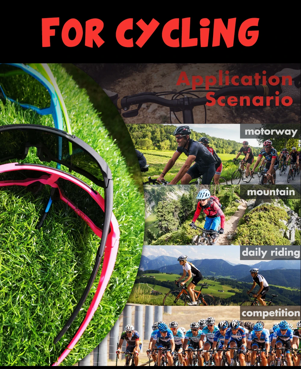 QUESHARK New Design Cycling Glasses For Men Women Full Covered Lens UV400 Polarized 3 or 4 Lens Total  QE42