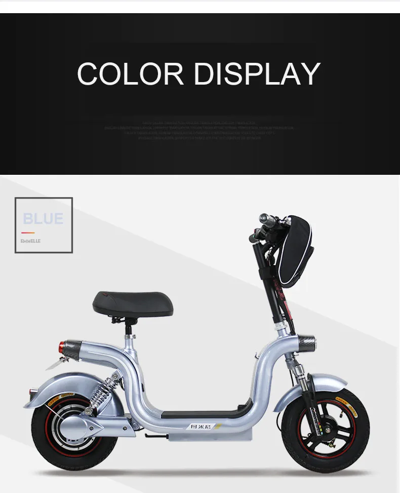 Cheap 12 inch electric scooter 48V lithium battery 250w high speed brushless motor city electric bike 20km/h range 40km 12