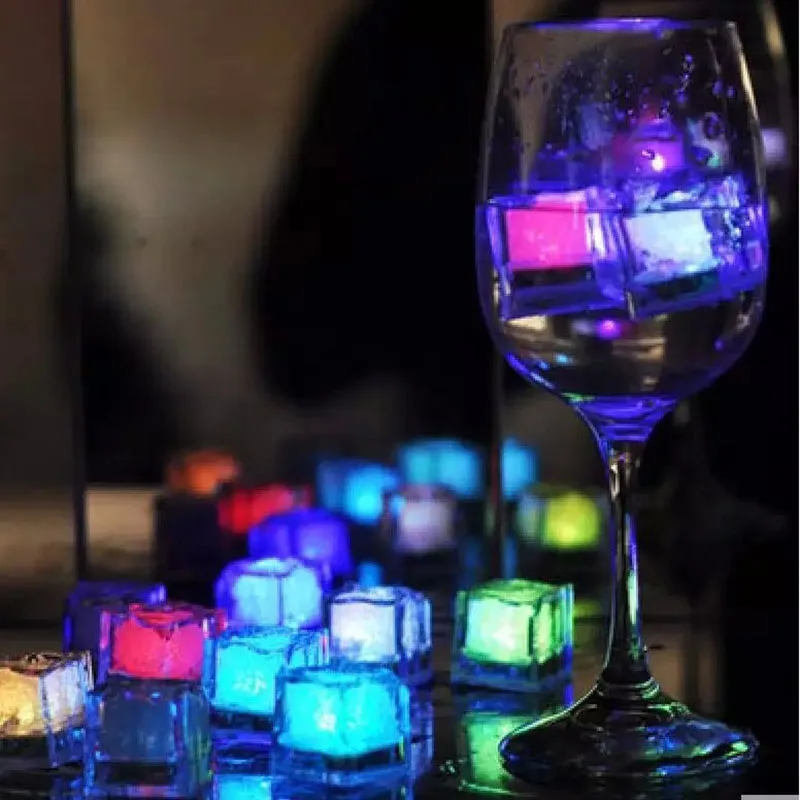 

12pcs/lot LED Flash Ice Cubes DIY Colorful Ice Cube for Festival Wedding Party Decor LED Light Glowing Drinking Accessories