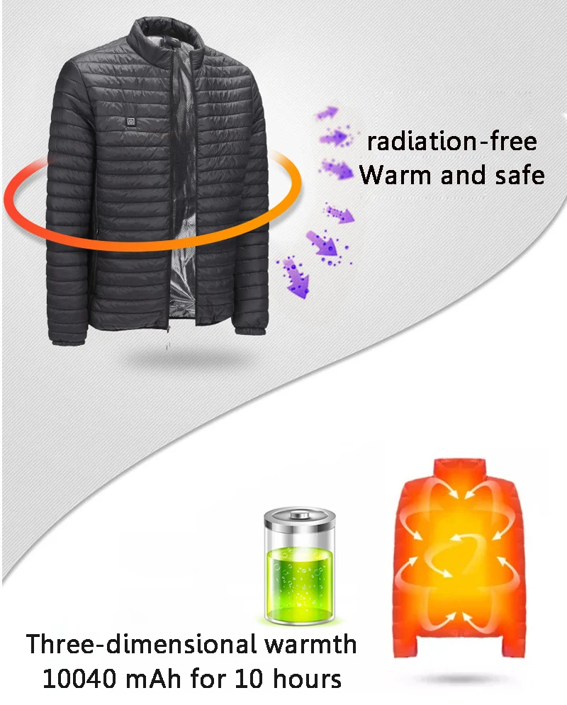 Новая Инфракрасная USB куртка с подогревом охотничий пуховик теплая зимняя одежда Мужская Тепловая уличная электрическая жилетка для пешего туризма и альпинизма