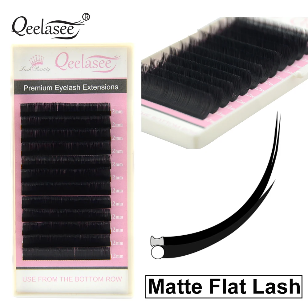 

Qeelasee 10 cases/lot matte flat lashes split tips individual mink ellipse shaped natural light soft false ellipse eyelashes