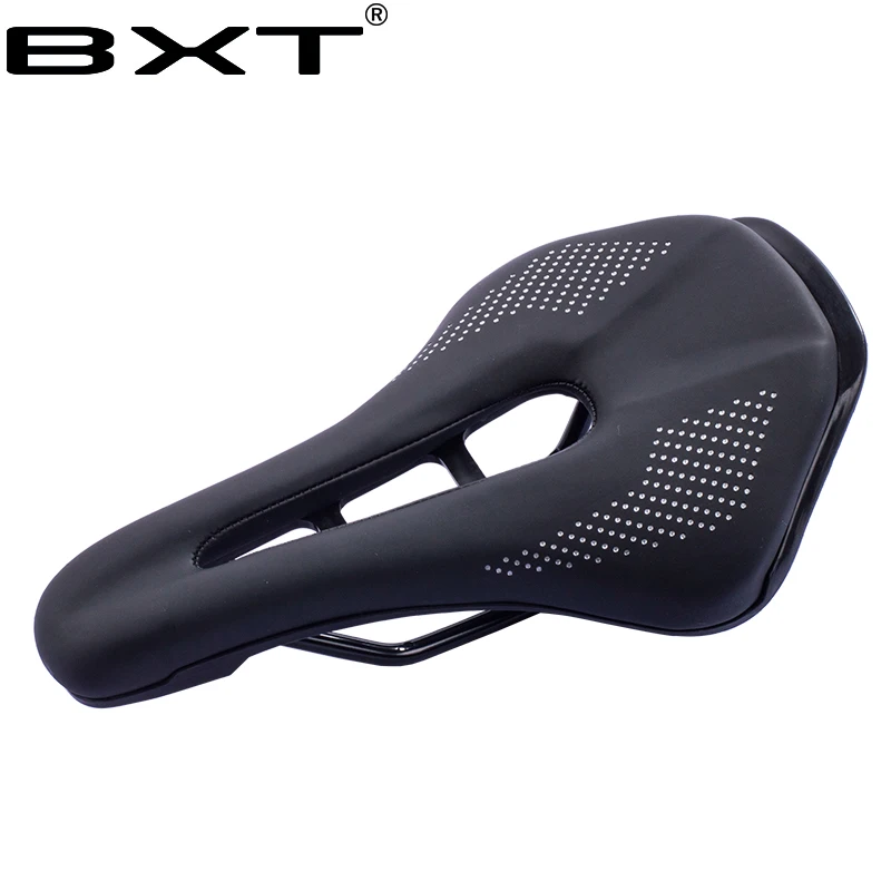 

Bicycle Mountain Road Bike Saddles PU Leather Hollow Seat Cushion Soft Seat Bike Leather Saddle Black Hard Bicycle Saddles