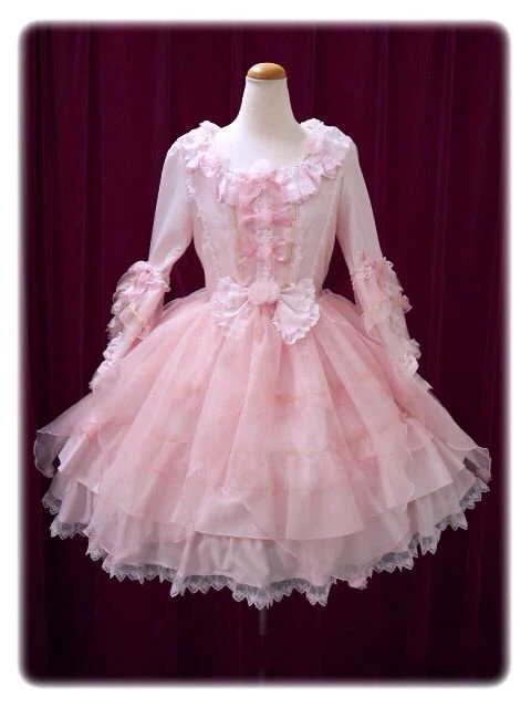 

Customized 2018 Sweet Pink Long Sleeve Lace Lolita Dress Halloween Bow Ball Gowns for Girl Drop Shipping