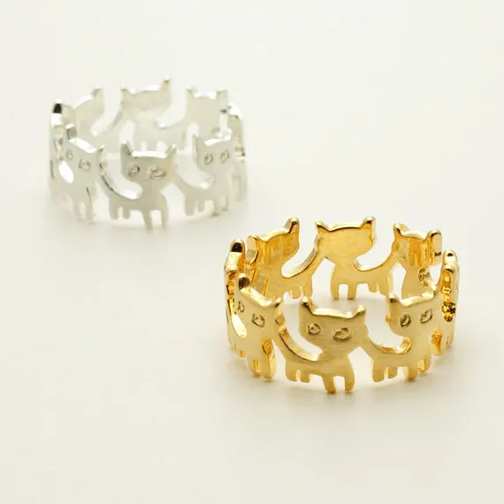 

SMJEL 2017 New Trendy Cute Animal Anel Feminino Rings Round Cat Ring for Women Party Gift Punk Vintage Jewelry Wedding
