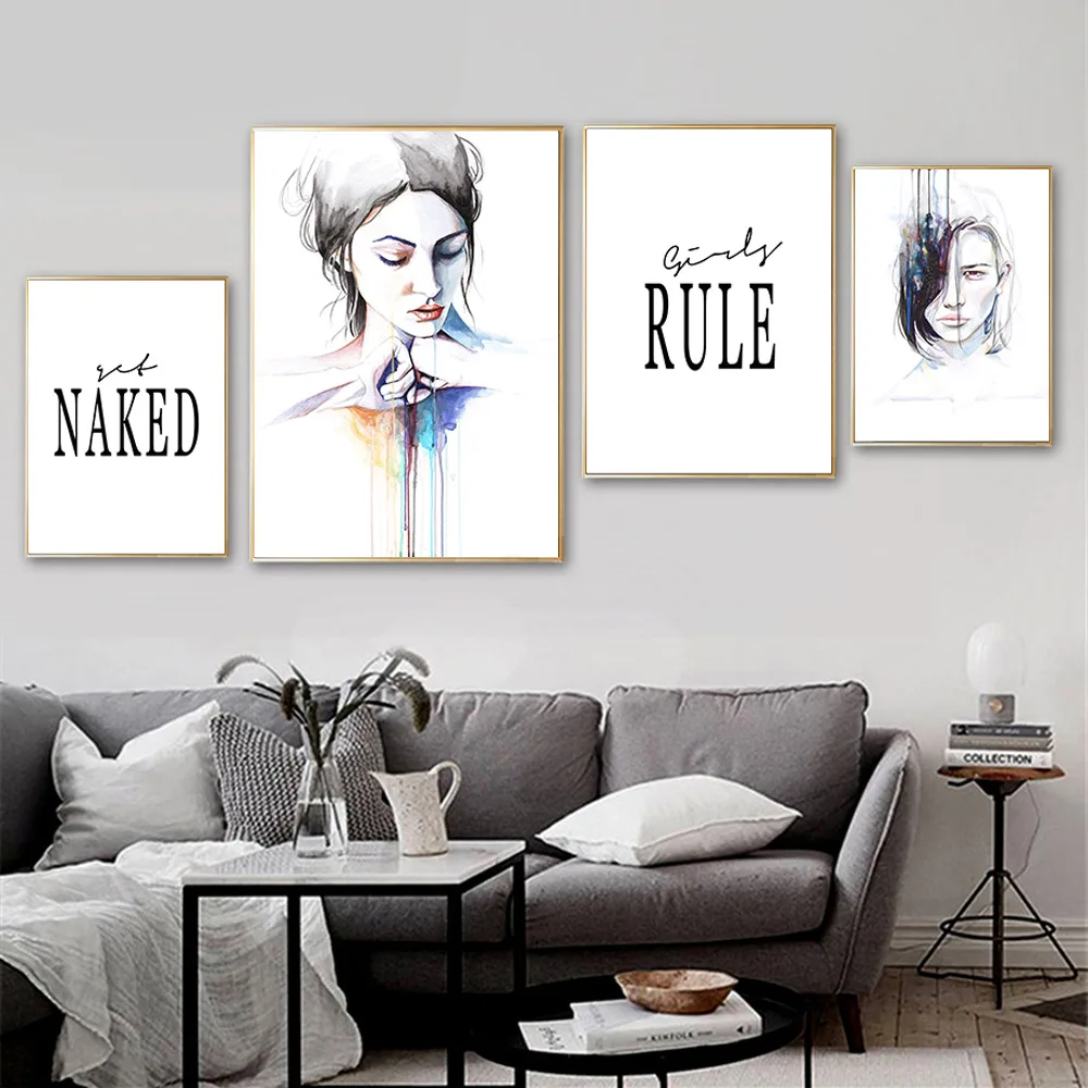 

Abstract Women Get Naked Nordic Poster Watercolor Wall Art Canvas Painting Posters Prints Minimalist Decorative Picture Unframed