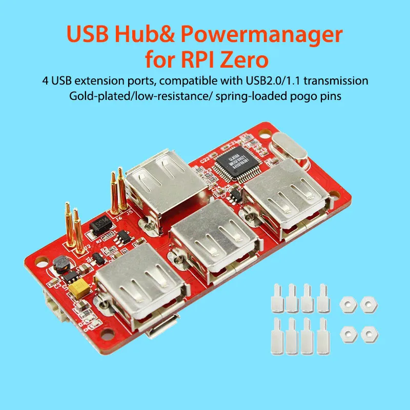 

Elcrow Raspberry Pi Zero USB Hub Powermanager for RPI Zero 4 USB Extension Interface DIY Kit