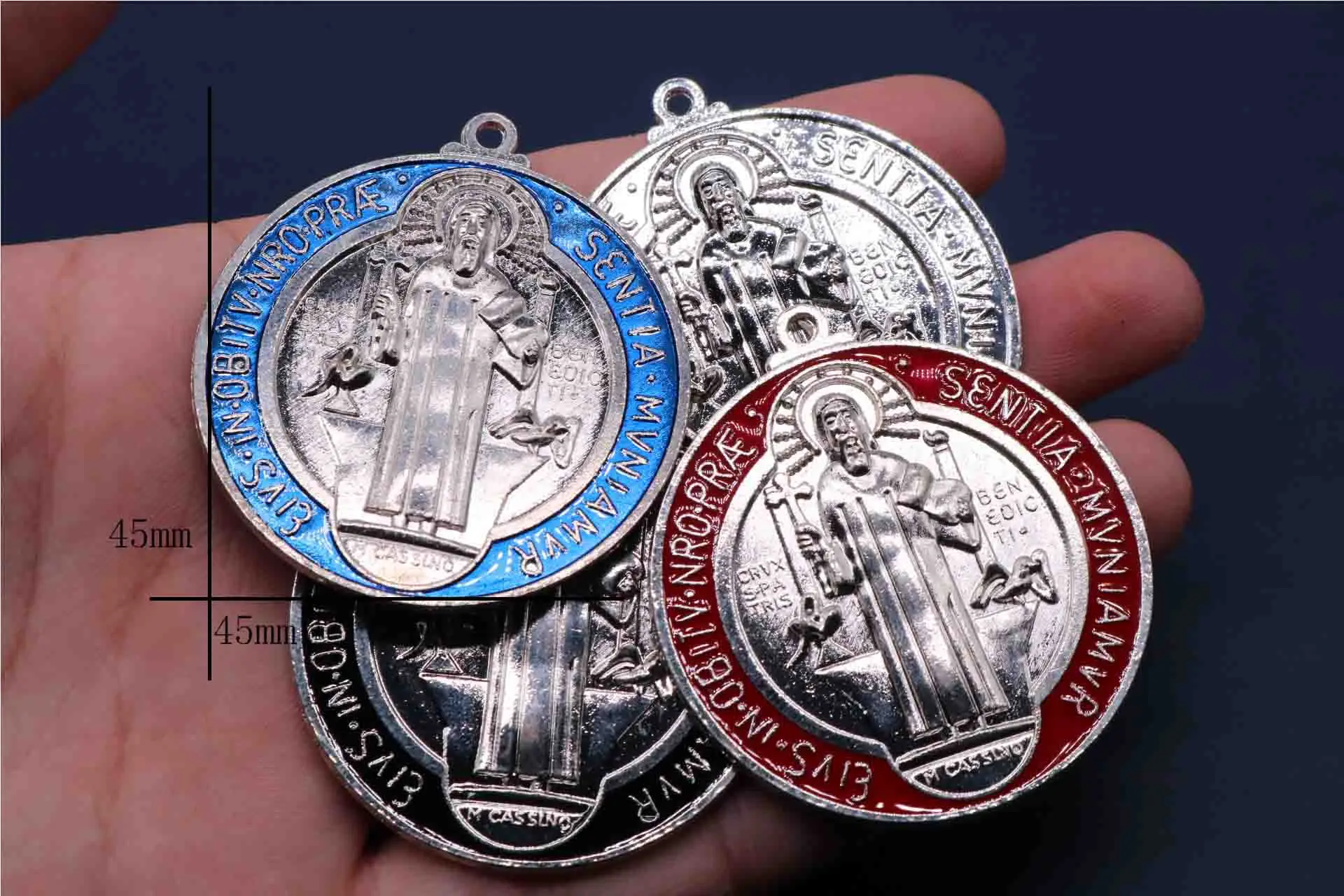 Large Religious Medal Catholic Character Benedict Pendant Holder Color