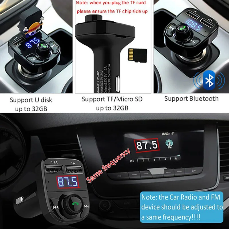FM Transmitter Modulator Handsfree Bluetooth Car Kit Car Audio MP3 Player with 3.1A Fast Charge Dual USB Car Charger FM Transmitter Modulator Handsfree Bluetooth Car Kit Car Audio MP3 Player with 3.1A Fast Charge Dual USB Car Charger