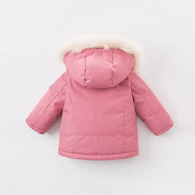 DB6328-G dave bella/зимняя куртка-пуховик для маленьких девочек детское пальто с подкладкой из 90% белого утиного пуха детская верхняя одежда с капюшоном