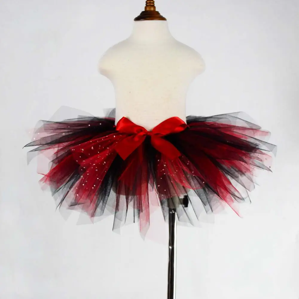 Новинка, черная/красная пушистая юбка-пачка для девочек, блестящая танцевальная юбка-пачка для маленьких девочек, фатиновая юбка для дня рождения детский костюм на Хэллоуин - Цвет: Многоцветный