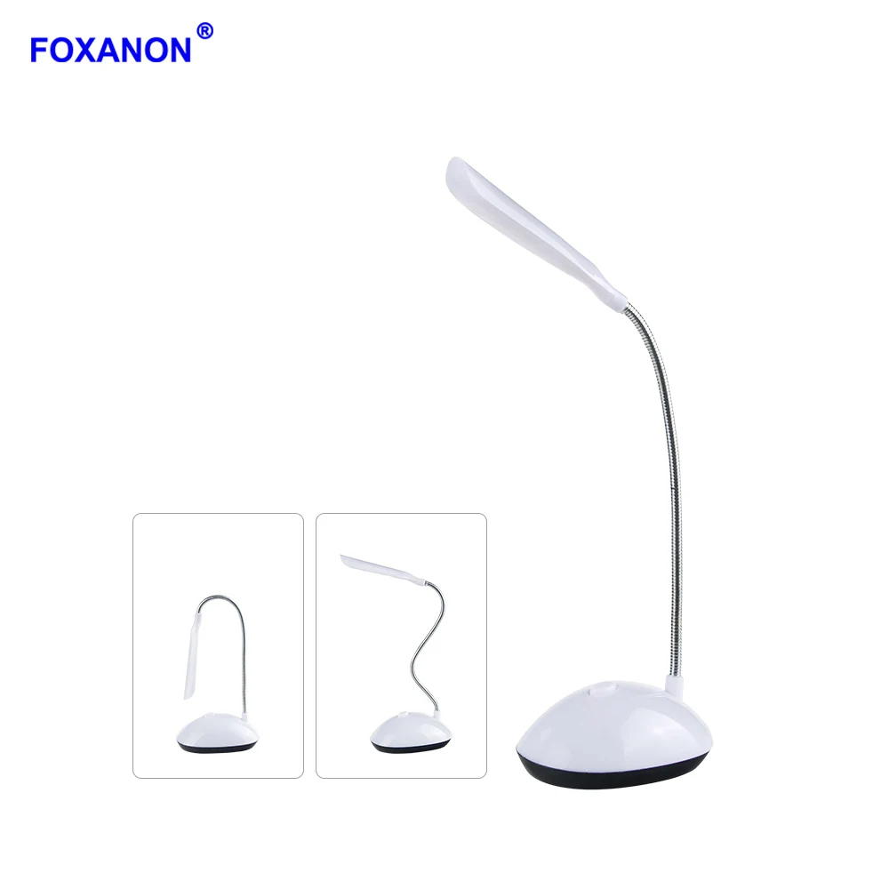 Foxanon портативная Настольная лампа с 4 светодиодами мини Гибкая светодиодная Складная питанием от