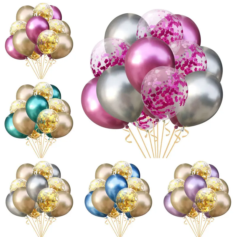 

10Pcs Mixed Gold Confetti Balloons Birthday Party Decoration Metal Chrome Balloon Air Ball Birthday Ballon Party Decor Baloon