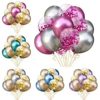 

10Pcs Mixed Gold Confetti Balloons Birthday Party Decoration Metal Chrome Balloon Air Ball Birthday Ballon Party Decor Baloon