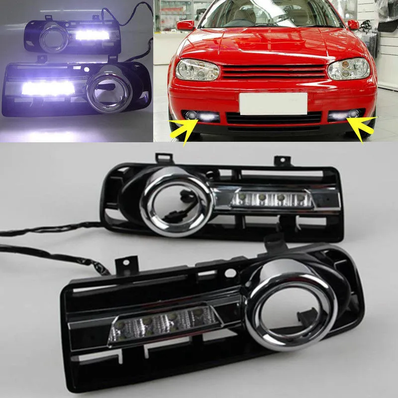 Front Bumper Grille Grill LED DRL Daytime Running Light Fog Lamp Cover