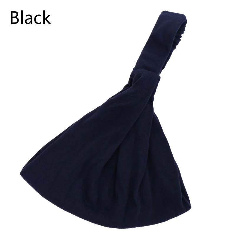 Модный женский тюрбан из хлопка для мытья макияжа повязка для волос спортивная повязка для йоги 1 шт - Цвет: black