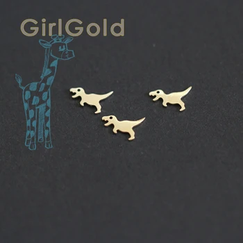 

9K solid gold Cartoon Dinosaur Smooth stud earring Mini dainty women minimal simple style gift bridesmaid
