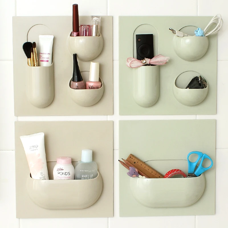 Multifunctional Plastic Bathroom Suction Storage Shelf With Double