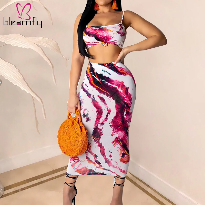 two piece top and skirt outfit