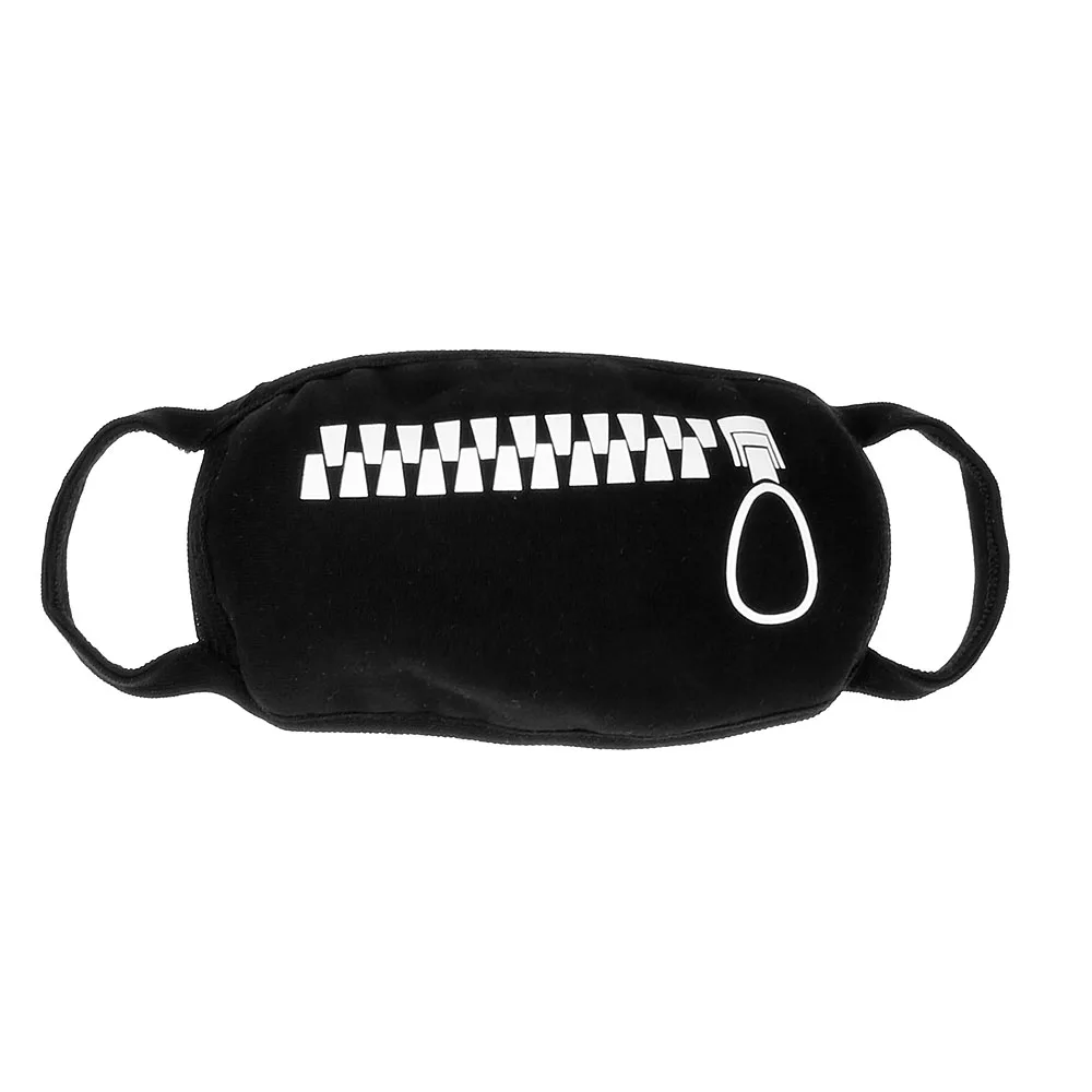 New Unisex Cosplay Cotton Black Cartoon Funny Zipped Teeth Half Face Mouth Mask